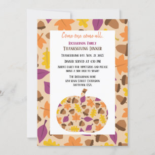 Herbstleaf und Acorn Pumpkin Erntedank Dinner Feiertagskarte