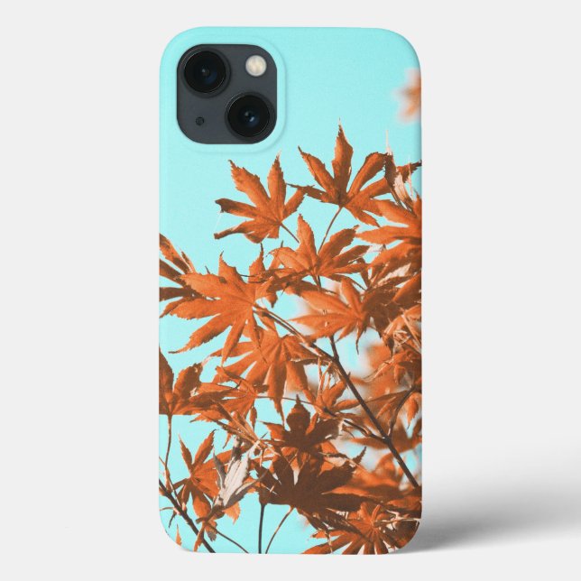 Herbstleaves Aquamarin und orange Case-Mate iPhone Hülle (Rückseite)