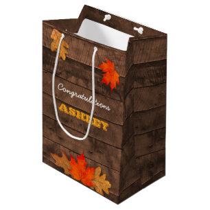 Herbstleaves & Barnwood Personalisierte Geschenkta Mittlere Geschenktüte