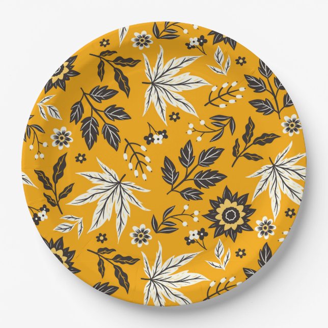 Herbstleaves, Berries & Acorns Pappteller (Vorderseite)