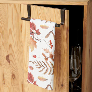 Herbstleaves & Berries mit handgezogener Wasserfar Geschirrtuch