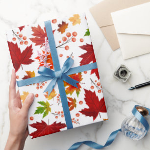 Herbstleaves & Berries Muster Erntedank Geschenke Geschenkpapier