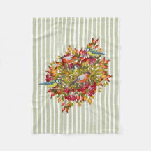 Herbstleaves Berries und Vögel Shabby Streifen