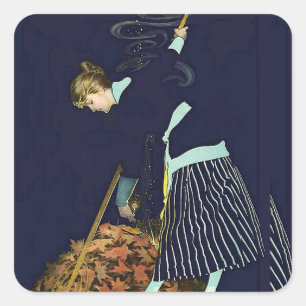 Herbstleaves Bonfire von C Coles Phillips Quadratischer Aufkleber