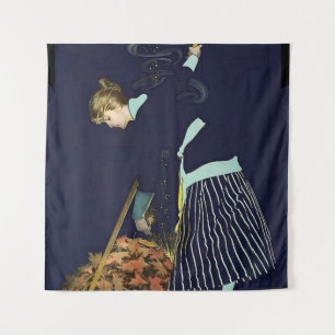 Herbstleaves Bonfire von C Coles Phillips Wandteppich