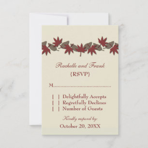Herbstleaves Border RSVP Card, rot/braun Karte