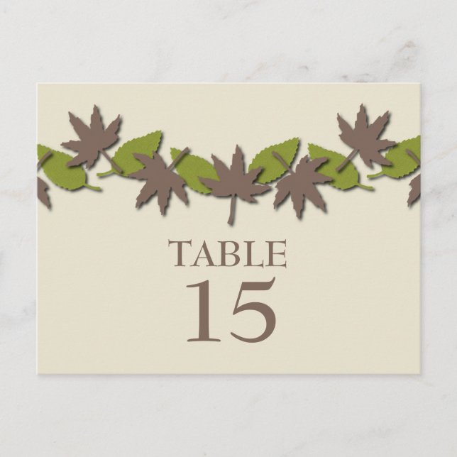Herbstleaves Border Table Postcard, braun/grün Postkarte (Vorderseite)