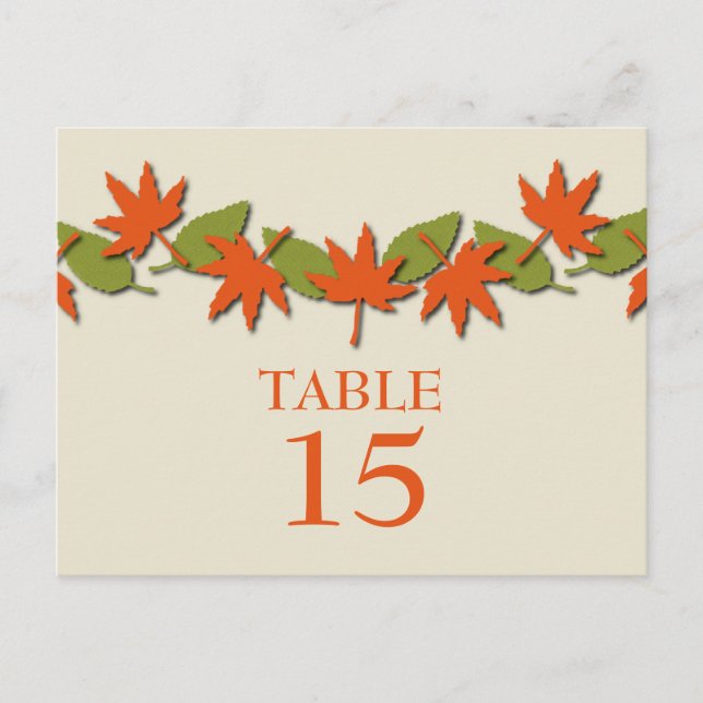 Herbstleaves Border Table Postcard, Orange/Green Postkarte (Vorderseite)