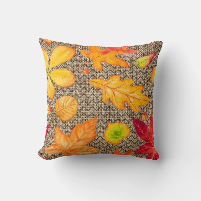 Herbstleaves Burlap Kissen (Vorderseite)