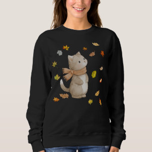 Herbstleaves Cat- Cosy Fall Kitty Illustration Ho Sweatshirt
