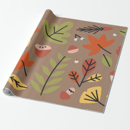 Herbstleaves Erntedank fallen grau-modern Geschenkpapier