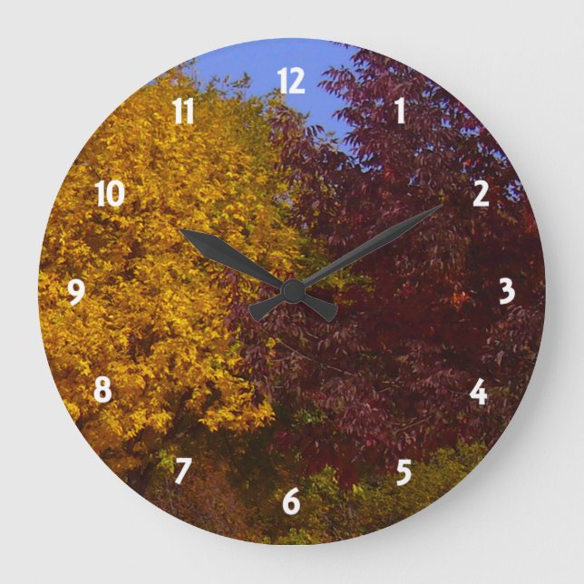 Herbstleaves Gelb und Lila, ZSSPG Große Wanduhr (Vorderseite)