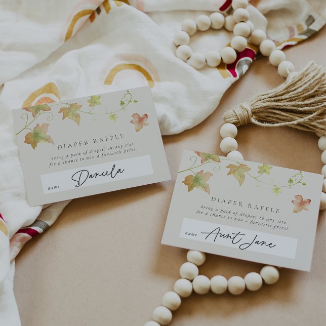 Herbstleaves Herbst Babydusche Windeln Raffel Begleitkarte (Von Creator hochgeladen)