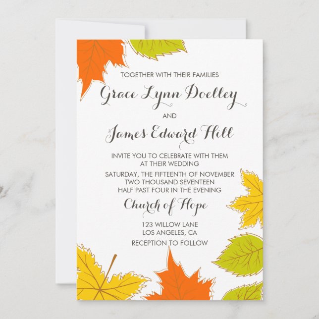 Herbstleaves Hochzeit Einladung (Vorderseite)
