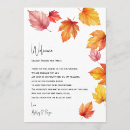Herbstleaves Hochzeitsbrief und Begrüßungsreise Programm