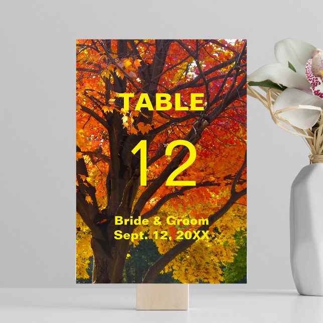 Herbstleaves Hochzeitskarte Tischnummer (Autumn Leaves Wedding Table Card)