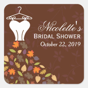 Herbstleaves Hochzeitskleid Brautparty Gefallen Quadratischer Aufkleber