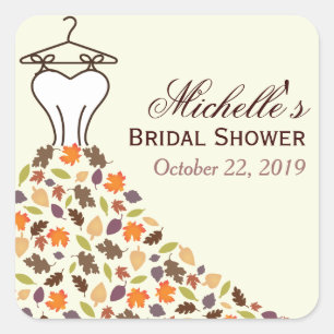Herbstleaves Hochzeitskleid Brautparty Gefallen Quadratischer Aufkleber