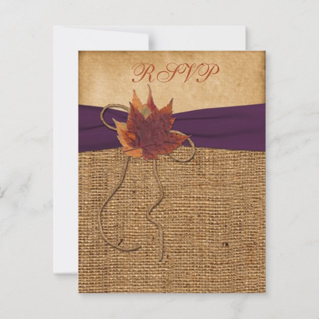 Herbstleaves, IMITATE Burlap-RSVP-Karte RSVP Karte (Vorderseite)