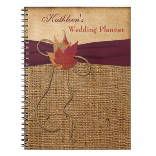 Herbstleaves IMITATE Burlap Wedding Planner - Wein Notizblock