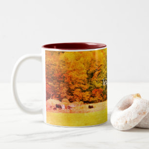 Herbstleaves Kuhfeld Natur Personalisiert Zweifarbige Tasse