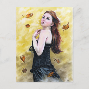 Herbstleaves Ladys Fantasy Art Katerinaart Postkarte