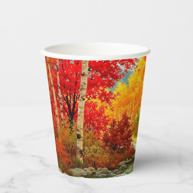 Herbstleaves mit reichen Farben für Orange Gold Pappbecher (Vorderseite)