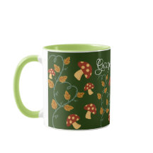 Herbstleaves Mushroom-Tasse mit bearbeitbarem Name