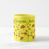 Herbstleaves Mushroom-Tasse mit bearbeitbarem Name