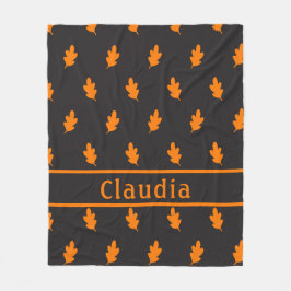 Herbstleaves Muster schwarz Fleecedecke