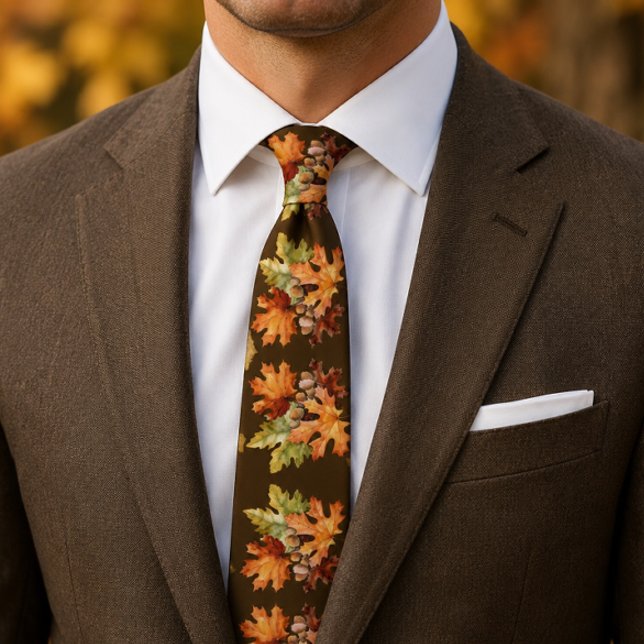 Herbstleaves Neck Tie - Wasserfarbenfallen Mode Krawatte (Von Creator hochgeladen)