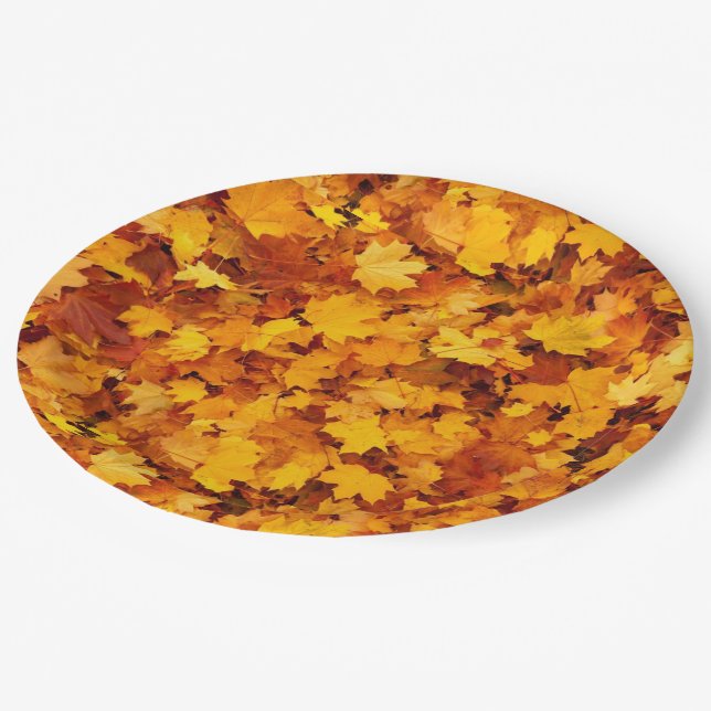 Herbstleaves Pappteller (Schrägansicht)