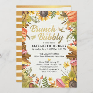 Herbstleaves Pumpkin Brunch Bubbly Brautparty Einladung