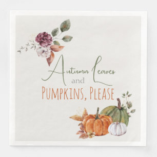 Herbstleaves & Pumpkins Bitte rustikale Wasserfarb Serviette