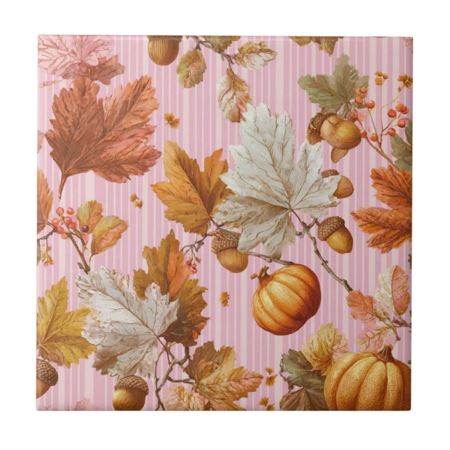 Herbstleaves & Pumpkins Nahtloses Muster Fliese (Vorderseite)