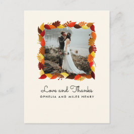 Herbstleaves Rahmen Foto Hochzeit Vielen Dank Postkarte