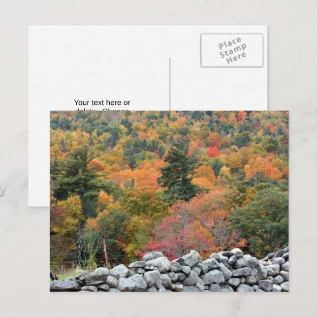 Herbstleaves Steinmauer Personalisiert Postkarte (Vorne/Hinten)