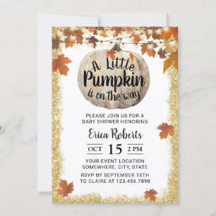 Herbstleaves String Lights Pumpkin Baby Dusche Einladung