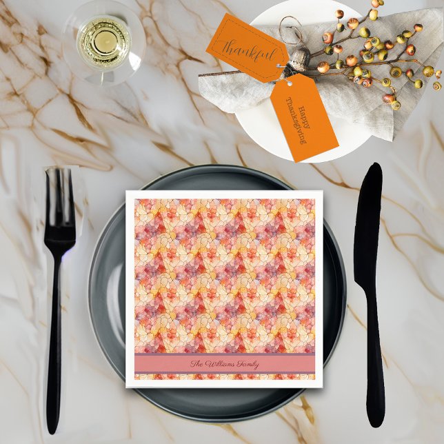 Herbstleaves Terrazzo Effekt Individuelle Name Serviette (Von Creator hochgeladen)