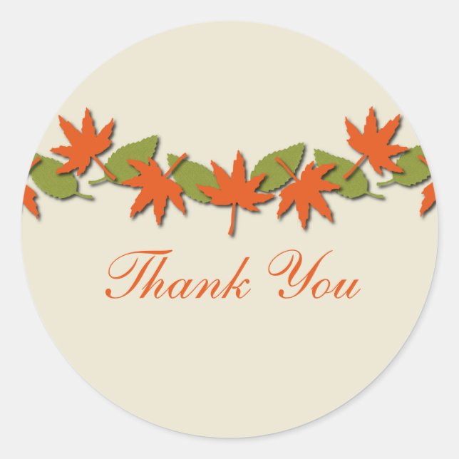 Herbstleaves TY Border Stickers, Orange/Green Runder Aufkleber (Vorderseite)