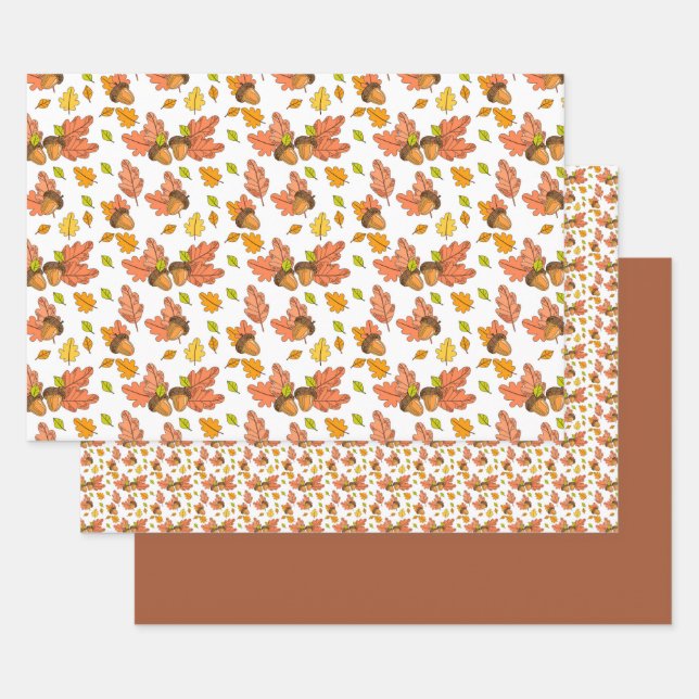 Herbstleaves und Acorns Geschenkpapier Set (Set)