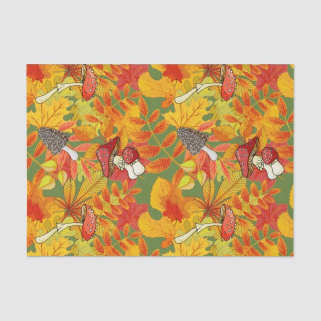 Herbstleaves und Wildwälder-Pilze Seidenpapier (Vorderseite)