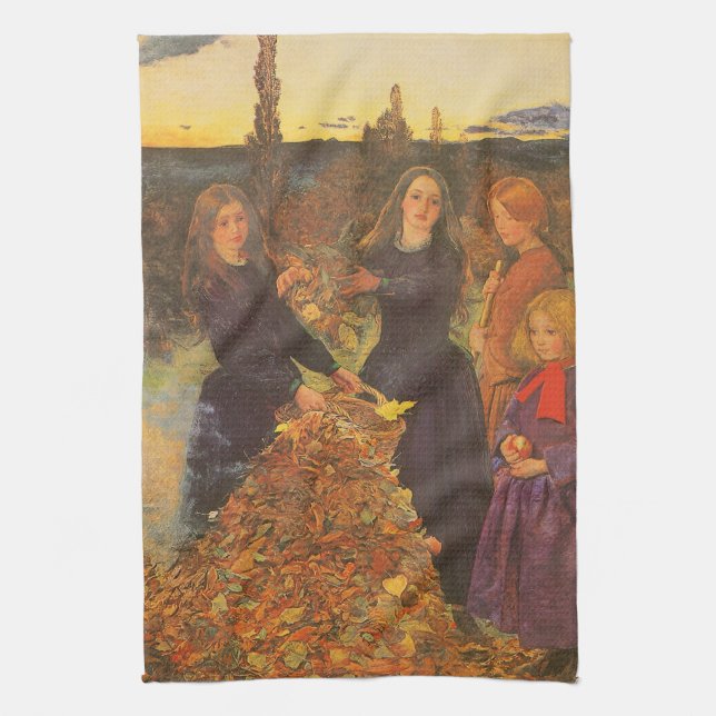 Herbstleaves von Sir John Everett Millais Geschirrtuch (Vertikal)