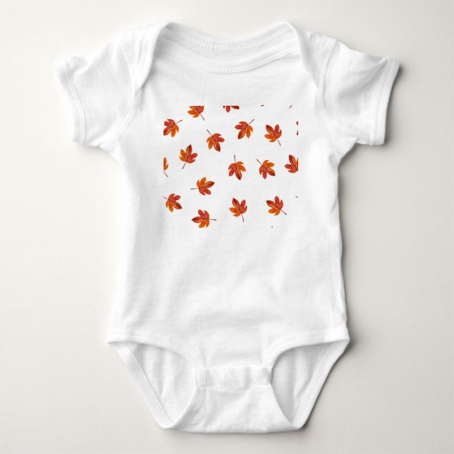 Herbstleaves Wasserfarbe Hand gezogen Baby Strampler (Vorderseite)