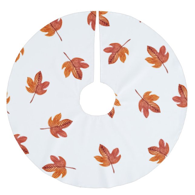 Herbstleaves Wasserfarbe Hand gezogen Polyester Weihnachtsbaumdecke (Vorderseite)