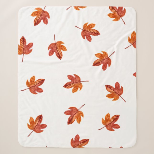 Herbstleaves Wasserfarbe Hand gezogen Sherpadecke (Vorderseite)