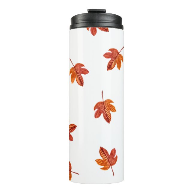 Herbstleaves Wasserfarbe Hand gezogen Thermosbecher (Vorderseite)