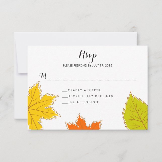 Herbstleaves Wedding RSVP Karte (Vorderseite)