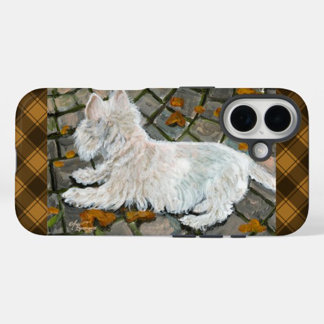 Herbstleaves Westie auf Patio Case-Mate iPhone Hülle (Rückseite (Horizontal))