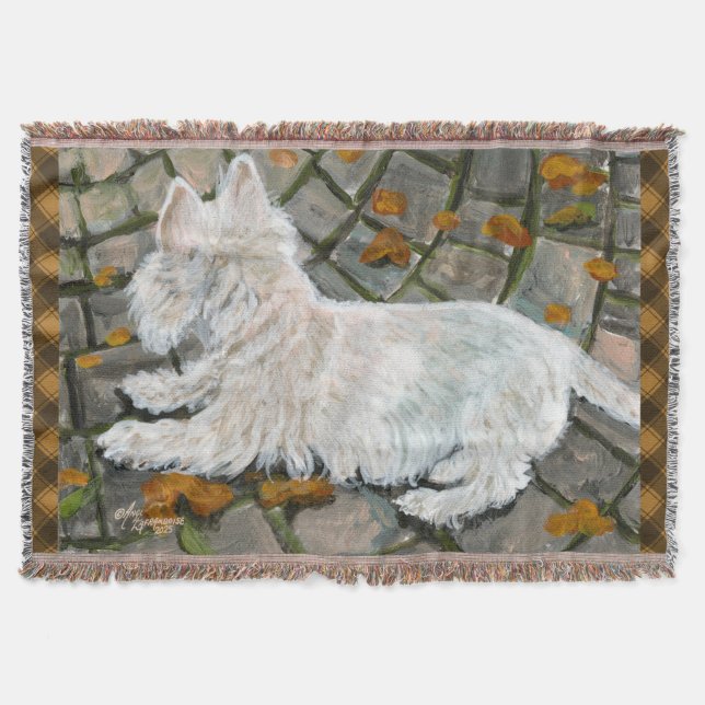 Herbstleaves Westie auf Patio Decke (Vorderseite)